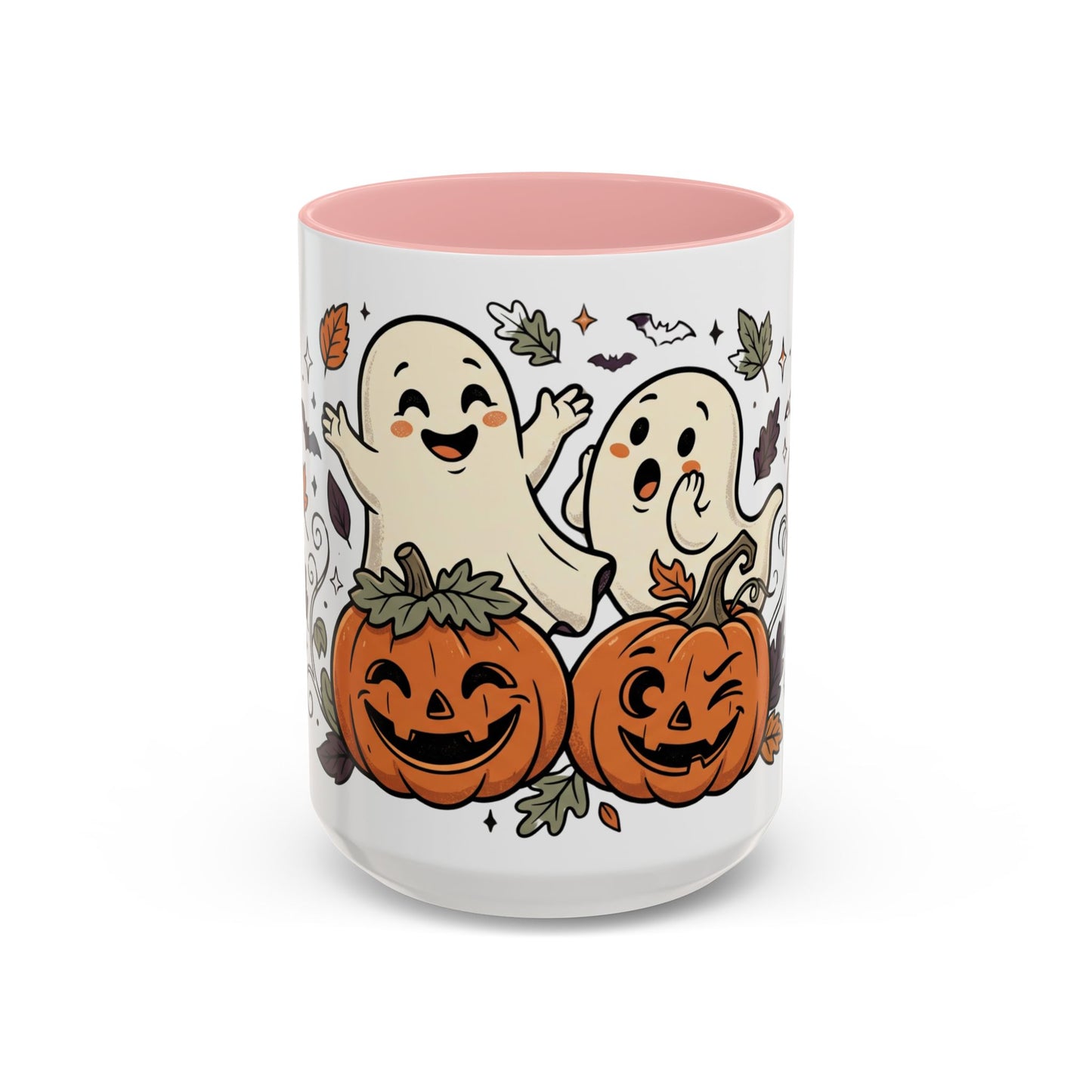 Halloween Ghosts & Pumpkins Coffee Mug — Cute Spooky Accent Mug (11/15oz)