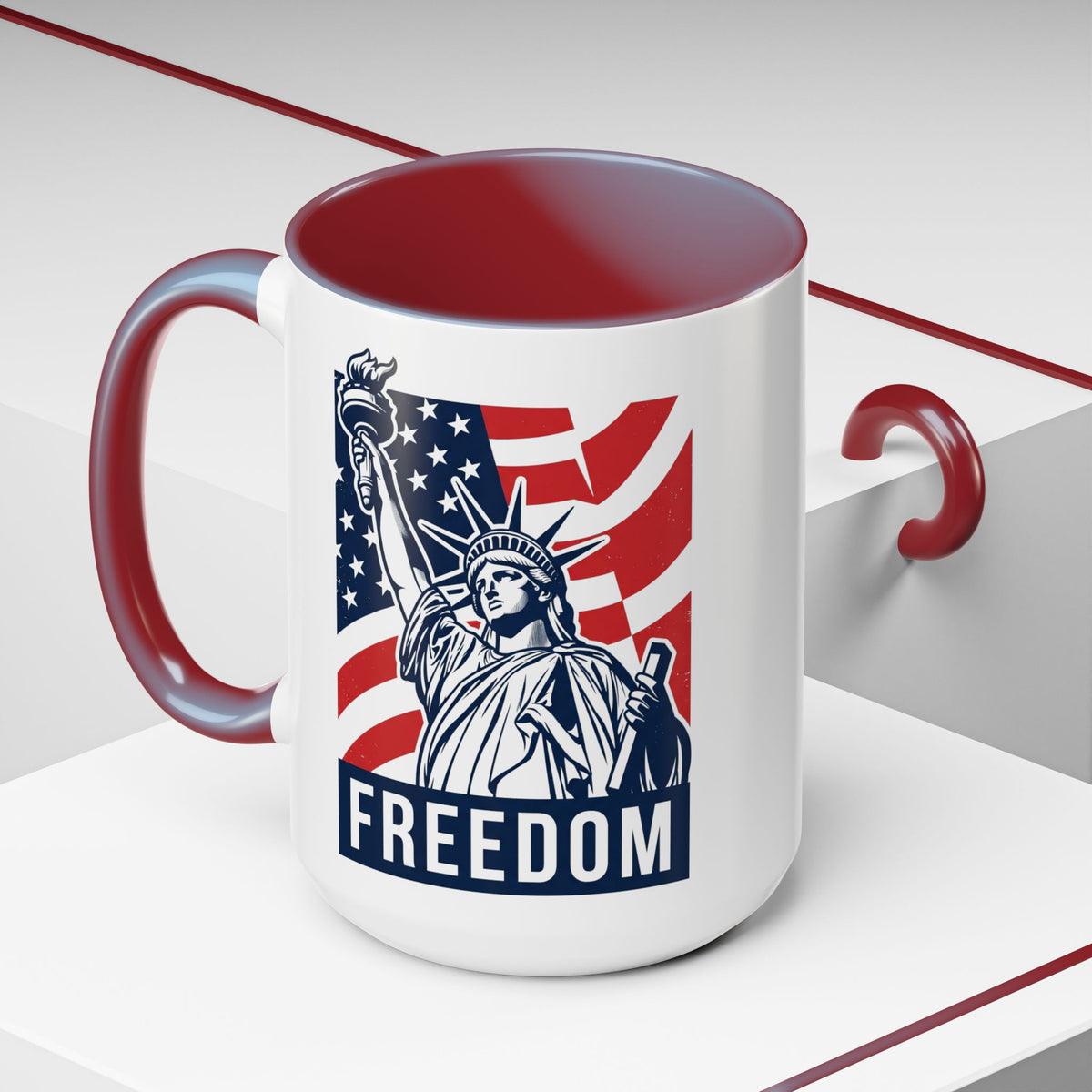 Freedom Statue Accent Coffee Mug — Patriotic Liberty 11/15oz