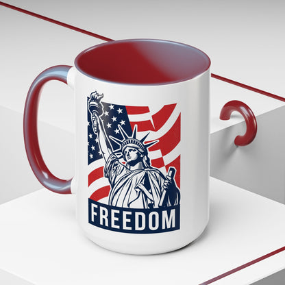 Freedom Statue Accent Coffee Mug — Patriotic Liberty 11/15oz