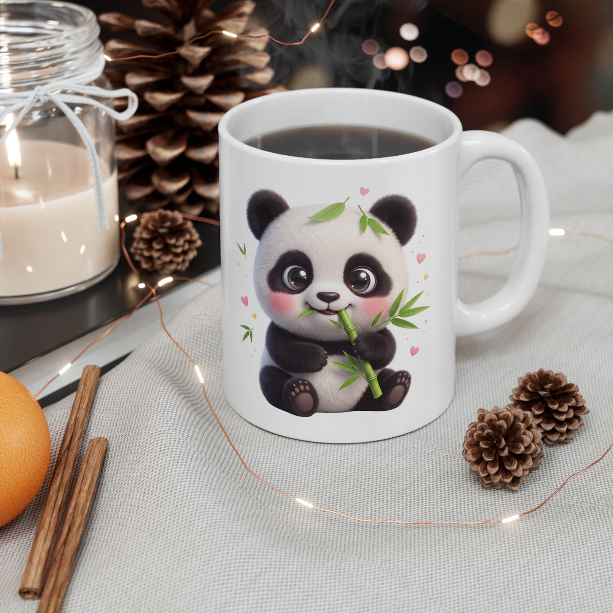 Cute Panda Ceramic Mug - Kawaii Bamboo Lover Coffee Cup (11oz & 15oz)