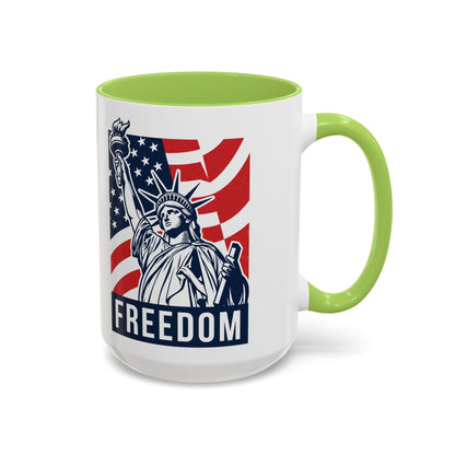 Freedom Statue Accent Coffee Mug — Patriotic Liberty 11/15oz