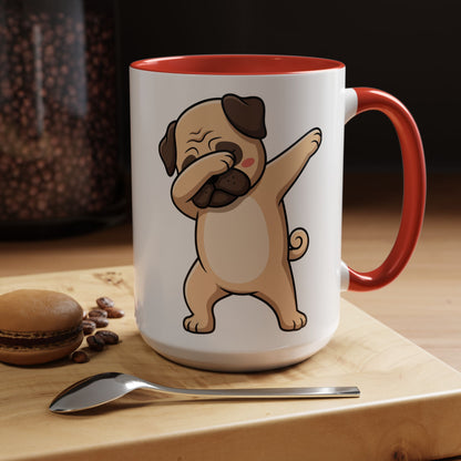 Dabbing Pug Coffee Mug — Cute Dog Accent Mug (11/15 oz)