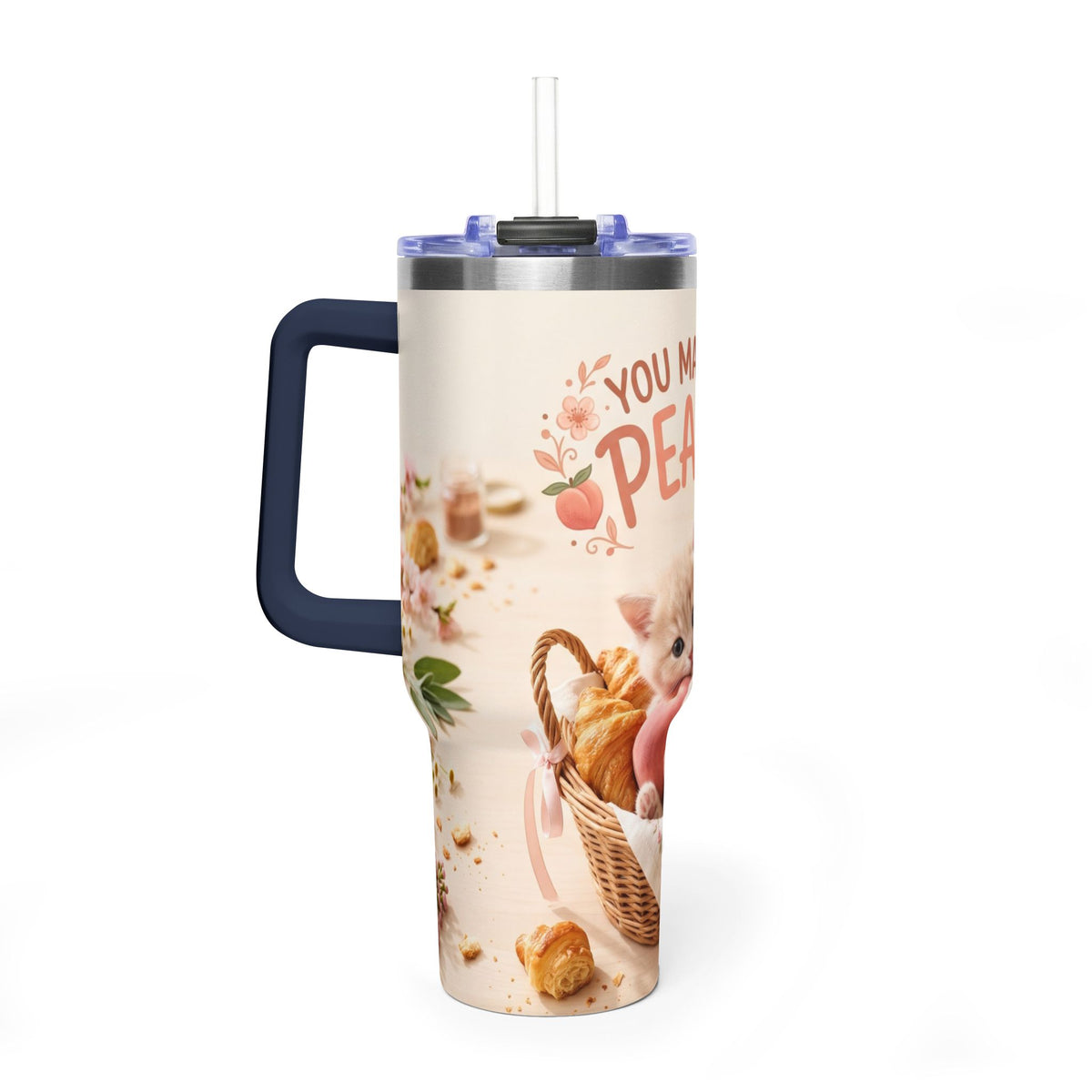 You Make Life Peachy Cat 40oz Travel Tumbler