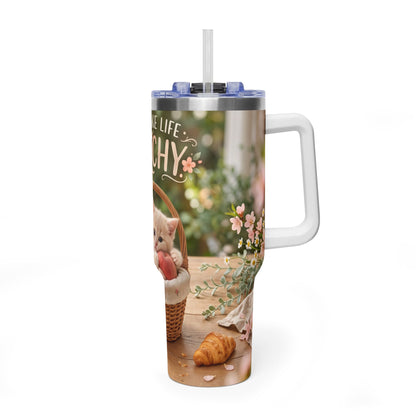 You Make Life Peachy Cat Ice Cream 40oz Tumbler