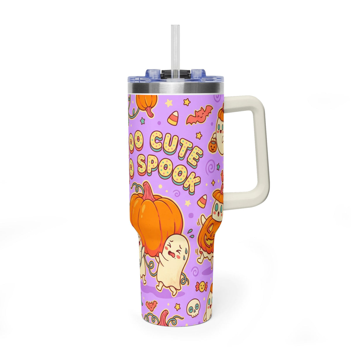 Too Cute to Spook Halloween Pumpkin Ghost 40oz Tumbler