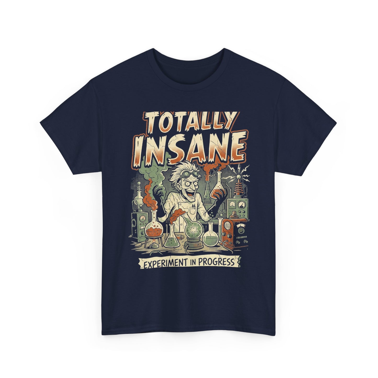 Totally Insane Graphic Tee — Retro Mad Scientist Horror Shirt