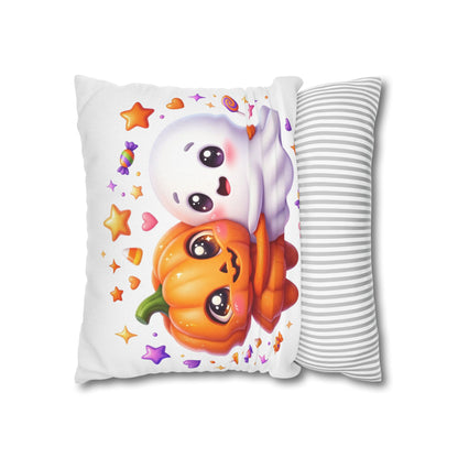 Cute Halloween Pumpkin & Ghost Pillowcase — Spooky Kawaii Decor