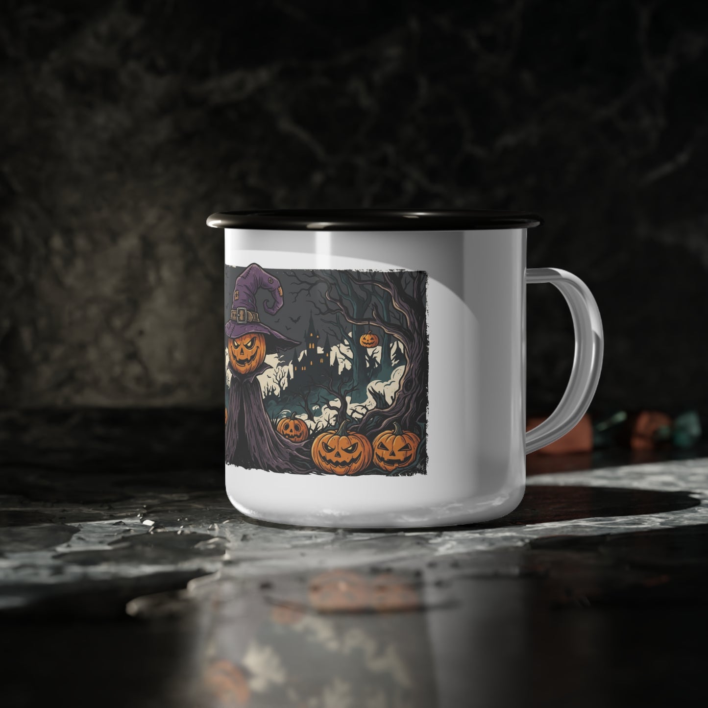 Halloween Pumpkin Witch Enamel Camp Cup