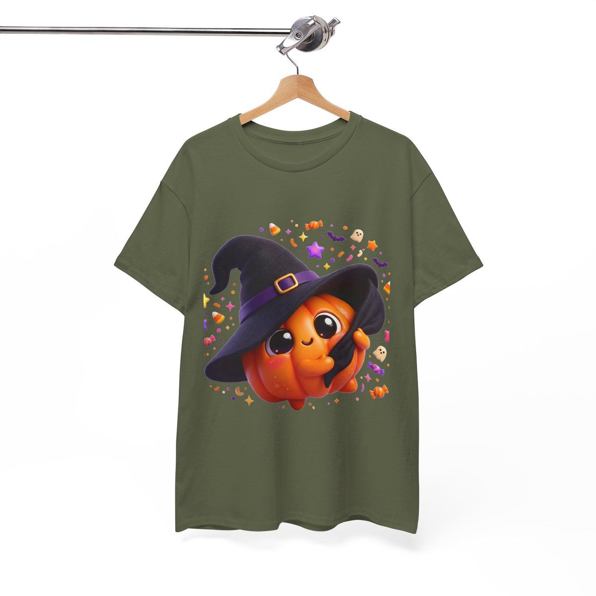 Pumpkin Witch T-Shirt — Cute Halloween Jack-o'-Lantern with Witch Hat