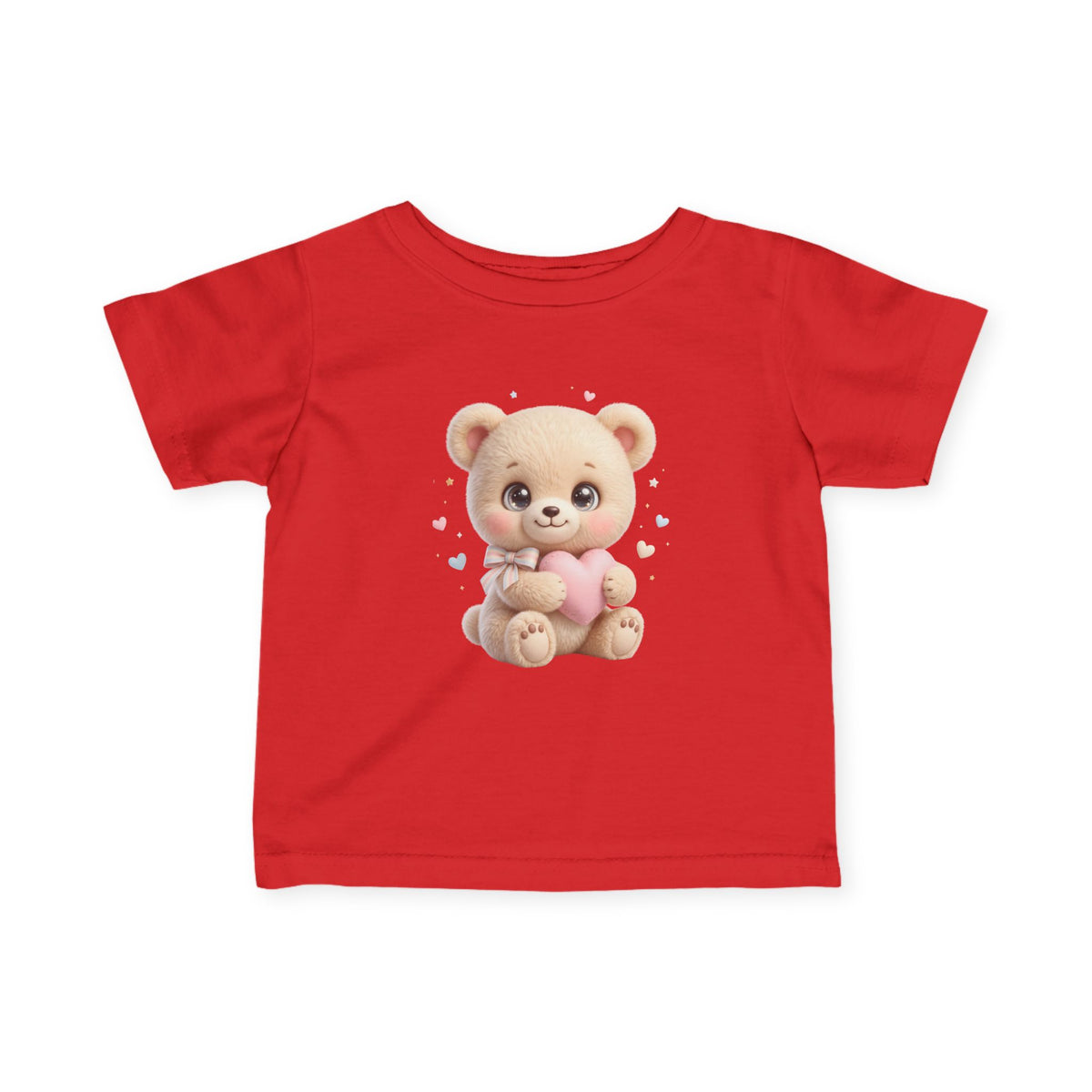 Infant Tee – Cute Teddy Bear Holding Pink Heart | Baby Shower, Newborn Gift