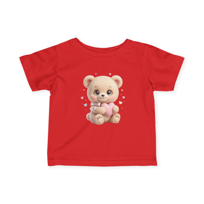 Infant Tee – Cute Teddy Bear Holding Pink Heart | Baby Shower, Newborn Gift