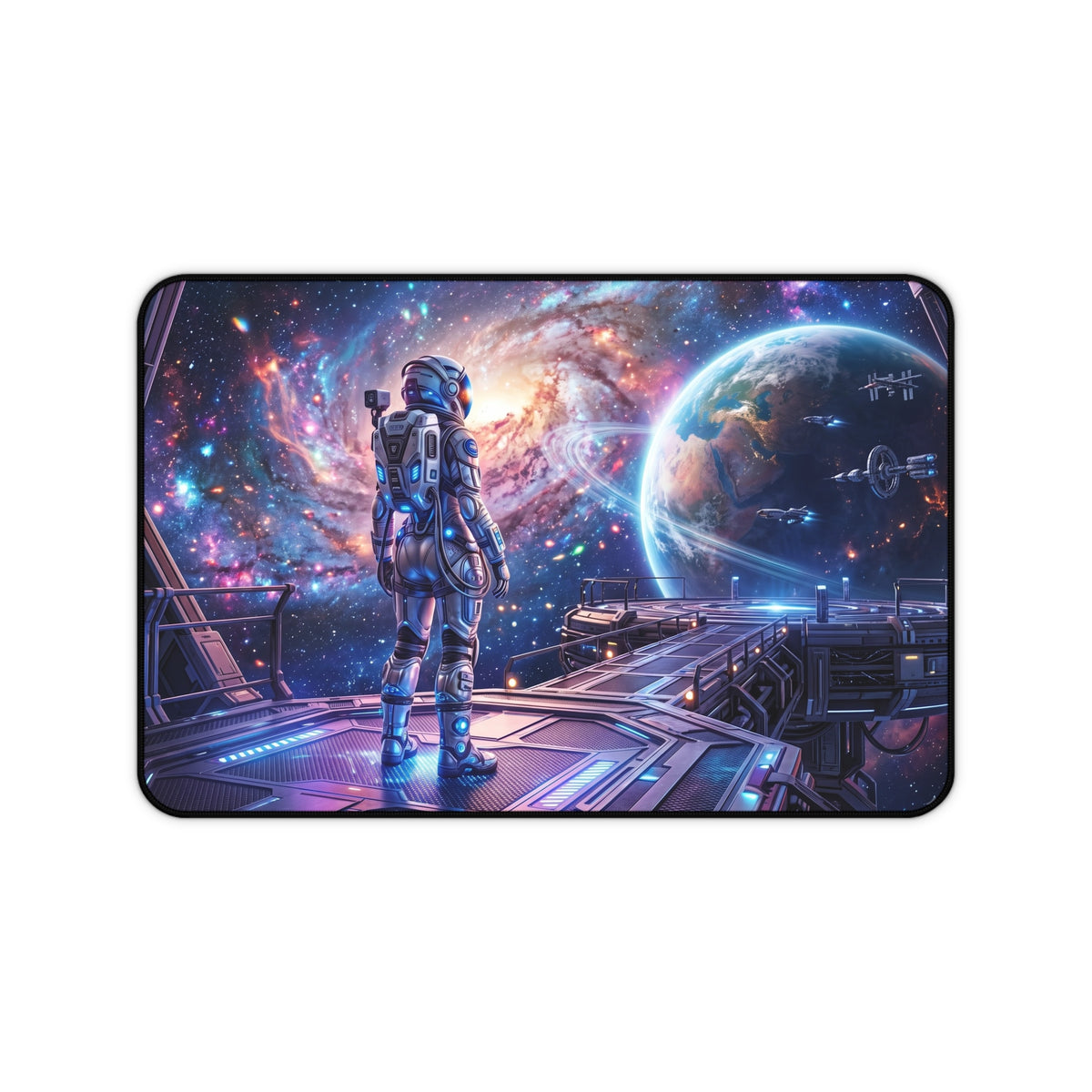 Space Explorer Desk Mat — Astronaut Galaxy Mouse Pad