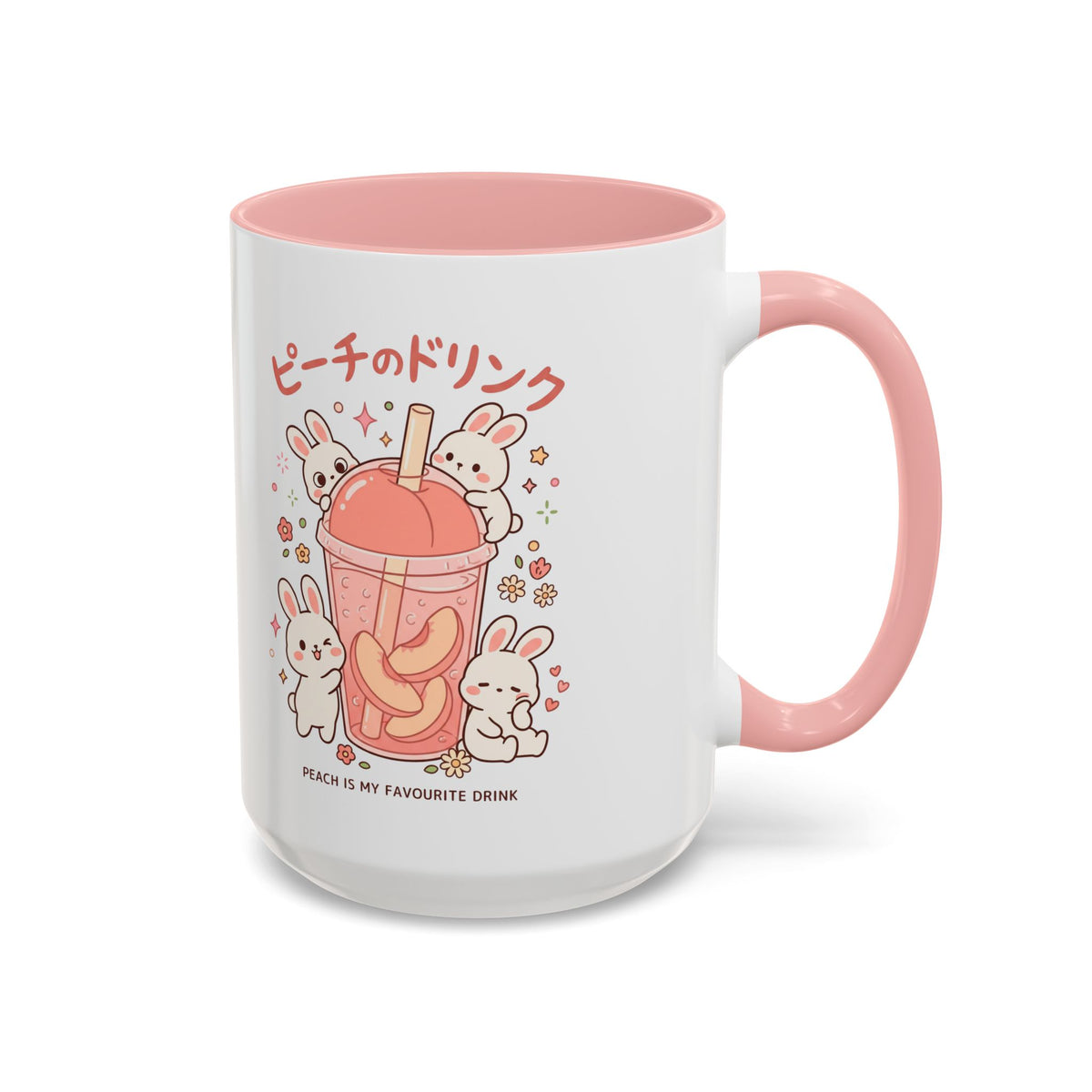 Peach Drink Bunny Mug — Cute Kawaii Coffee Tea Cup (11/15oz)