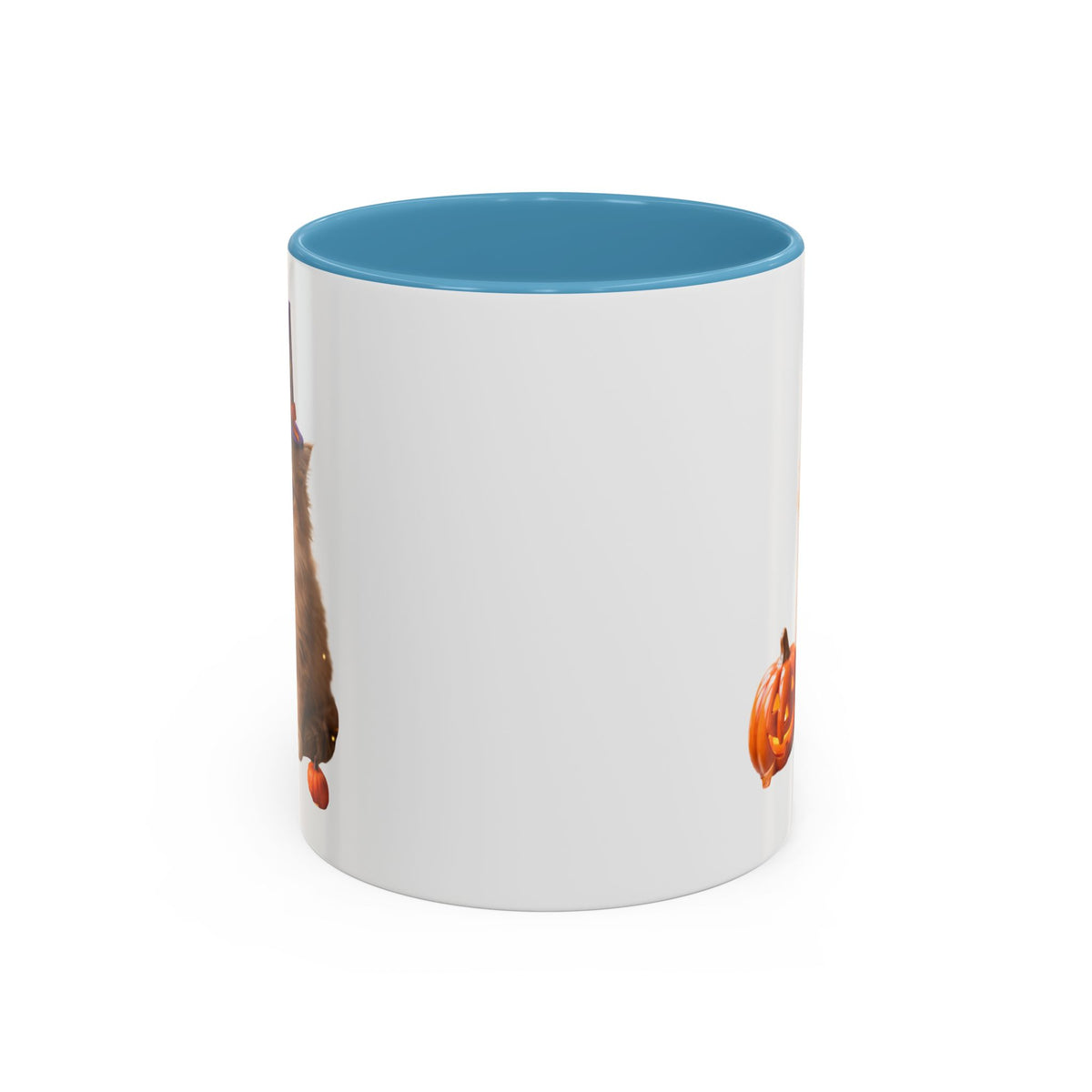 Halloween Cat Coffee Mug with Witch Hat and Pumpkin