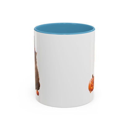 Halloween Cat Coffee Mug with Witch Hat and Pumpkin