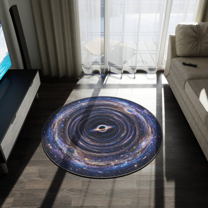 Galaxy Black Hole Round Rug — Cosmic Space Area Rug
