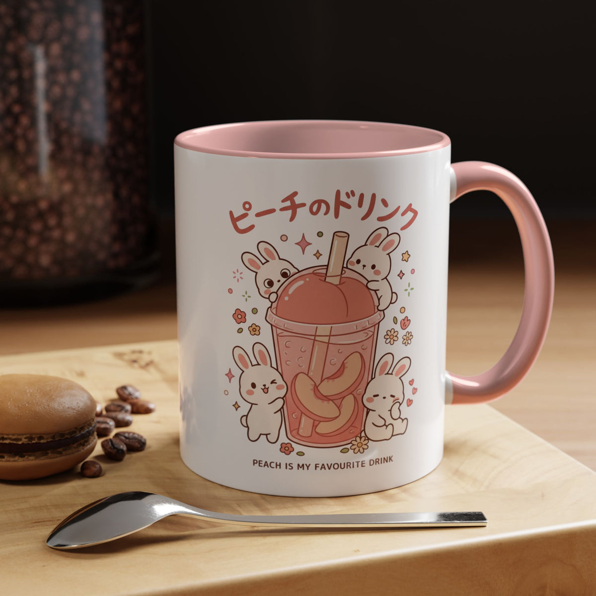 Peach Drink Bunny Mug — Cute Kawaii Coffee Tea Cup (11/15oz)