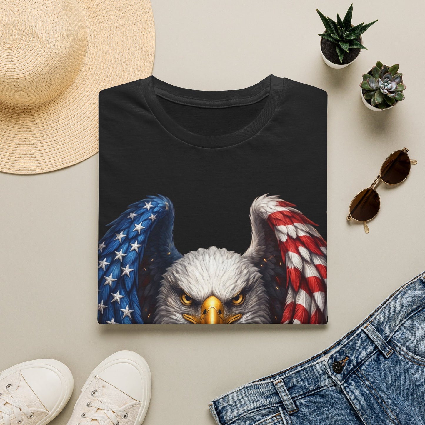 Patriotic Eagle T-Shirt — American Flag Wings Graphic