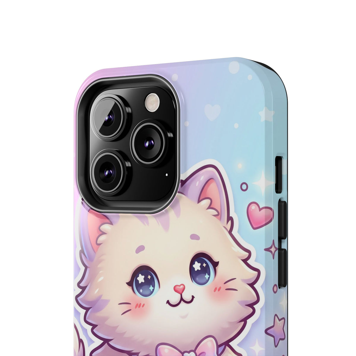Cute Pastel Kawaii Kitten Tough Phone Case — Cute Cat with Bow Protective Cover