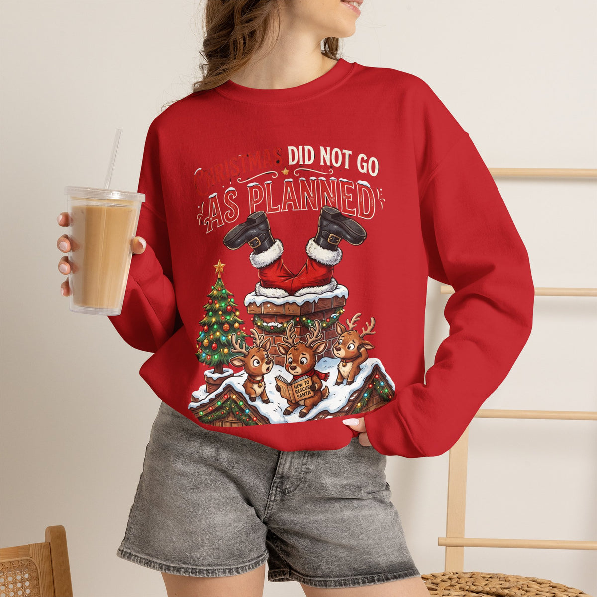 Christmas As Planned Sweatshirt — Funny Santa Tumble Holiday Crewneck