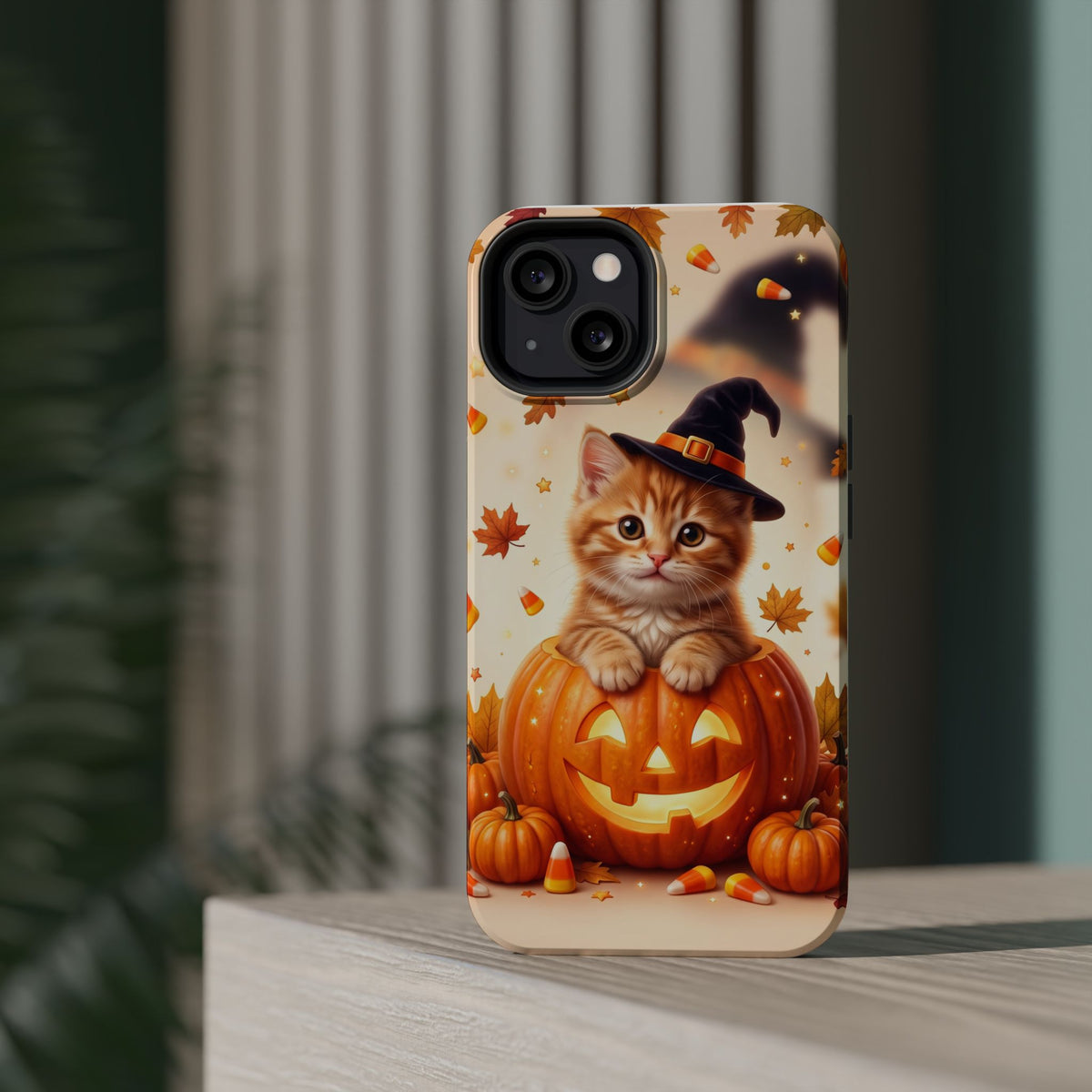 Halloween Kitten Pumpkin Phone Case — Magnetic Impact-Resistant