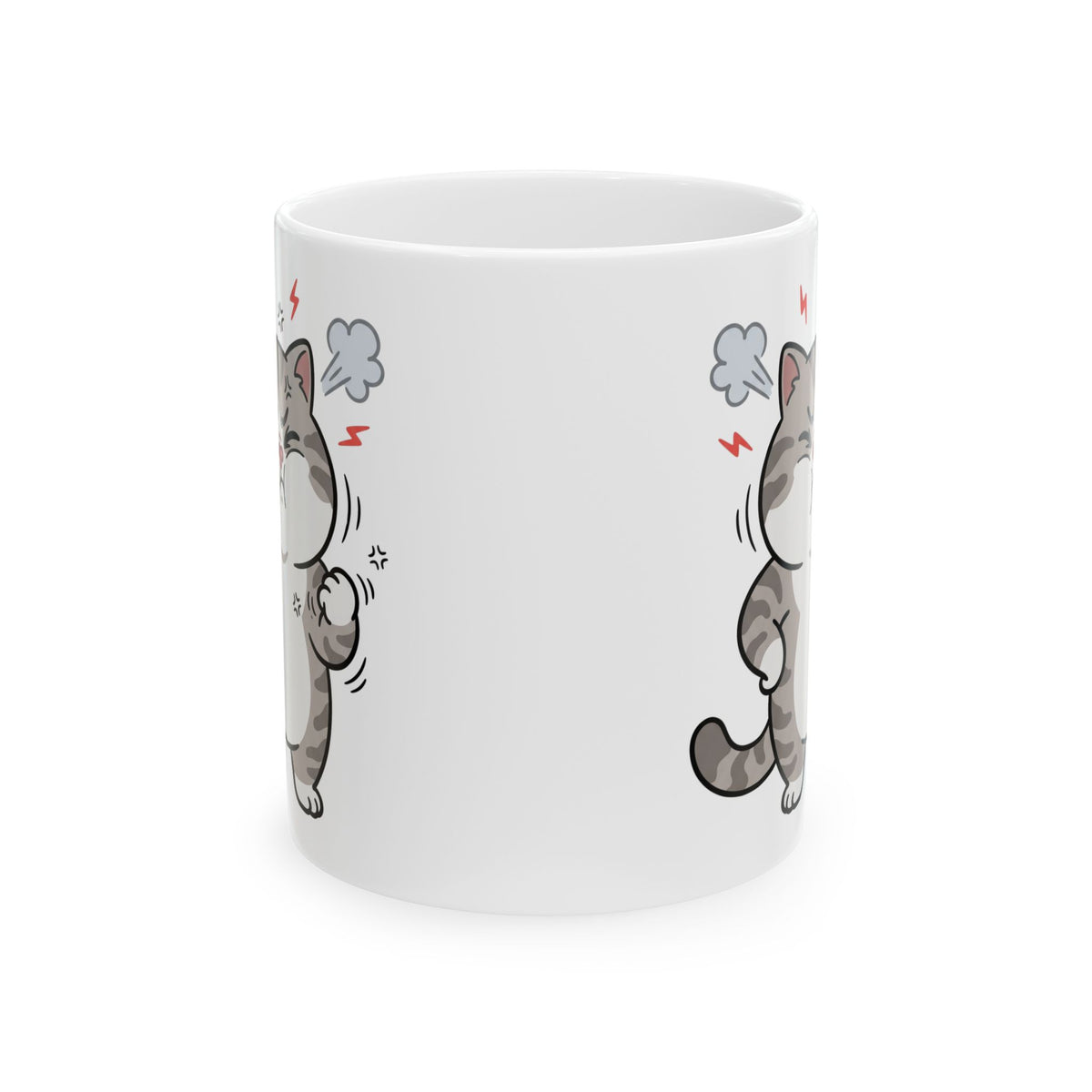 Angry Cute Cat Ceramic Mug (11oz, 15oz) – Funny Grumpy Kitty Coffee Cup