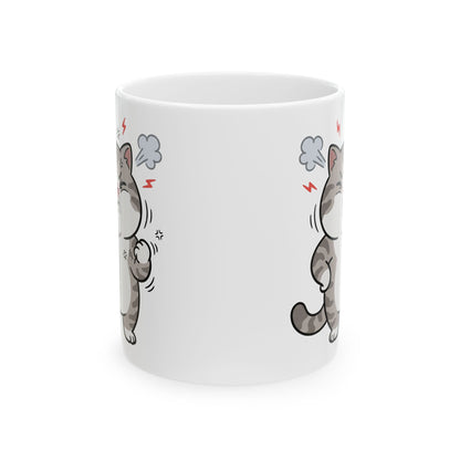 Angry Cute Cat Ceramic Mug (11oz, 15oz) – Funny Grumpy Kitty Coffee Cup