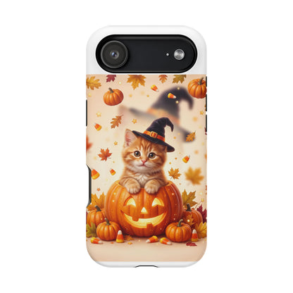 Halloween Kitty Pumpkin Phone Case — Magnetic Impact-Resistant