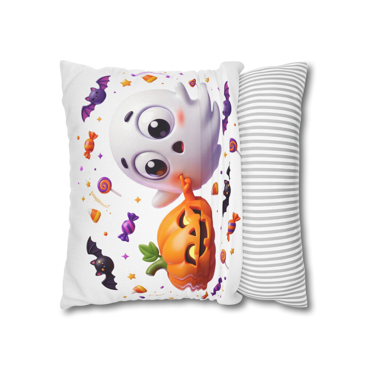 Halloween Ghost & Pumpkin Throw Pillowcase - Cute Spooky Decor