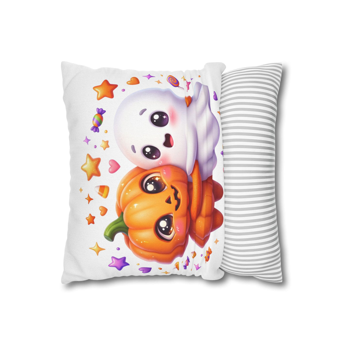 Cute Halloween Pumpkin & Ghost Pillowcase — Spooky Kawaii Decor