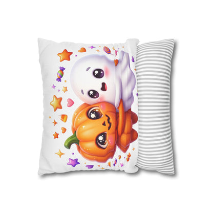 Cute Halloween Pumpkin & Ghost Pillowcase — Spooky Kawaii Decor