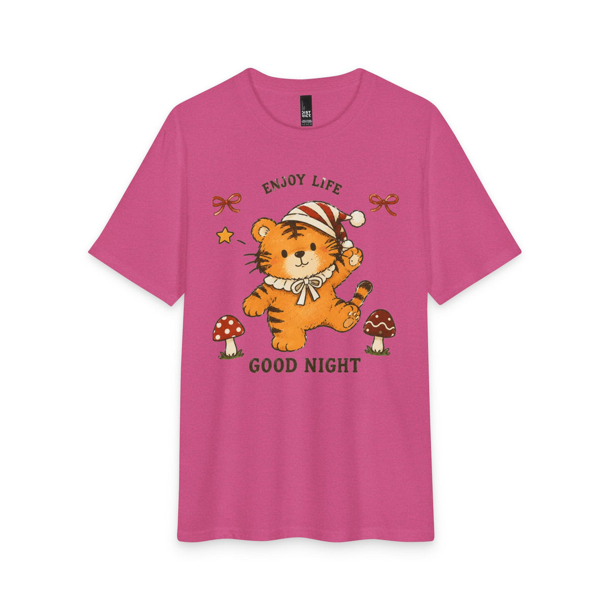Cute Sleepy Tiger Tee – "Enjoy Life, Good Night" Graphic T-Shirt