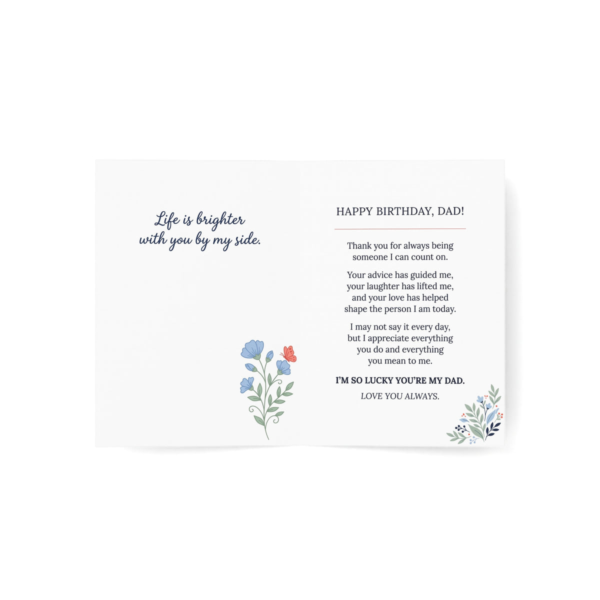 Dad Birthday Greeting Card – “My First Hero” Floral Card