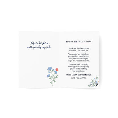 Dad Birthday Greeting Card – “My First Hero” Floral Card