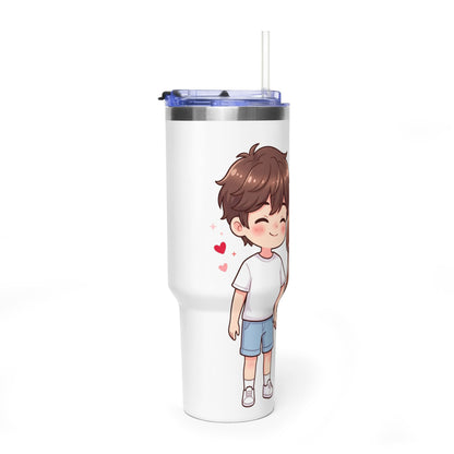 Cute Blushing Boy 40oz Vacuum Thermal Tumbler