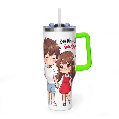 Cute Blushing Boy 40oz Vacuum Thermal Tumbler