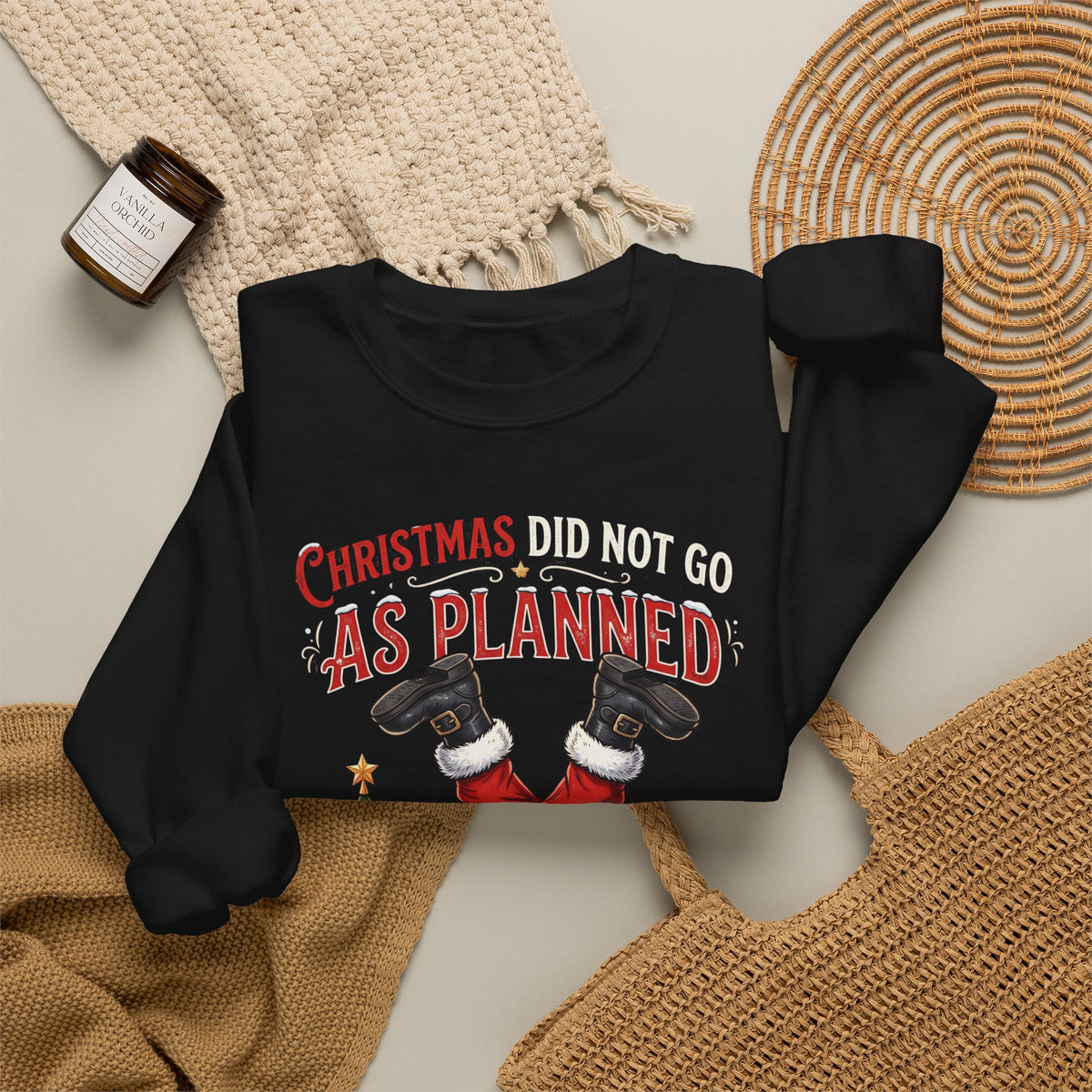 Christmas As Planned Sweatshirt — Funny Santa Tumble Holiday Crewneck