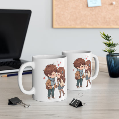 Cute Kissing Couple Mug – Romantic Chibi Valentine’s Day Gift