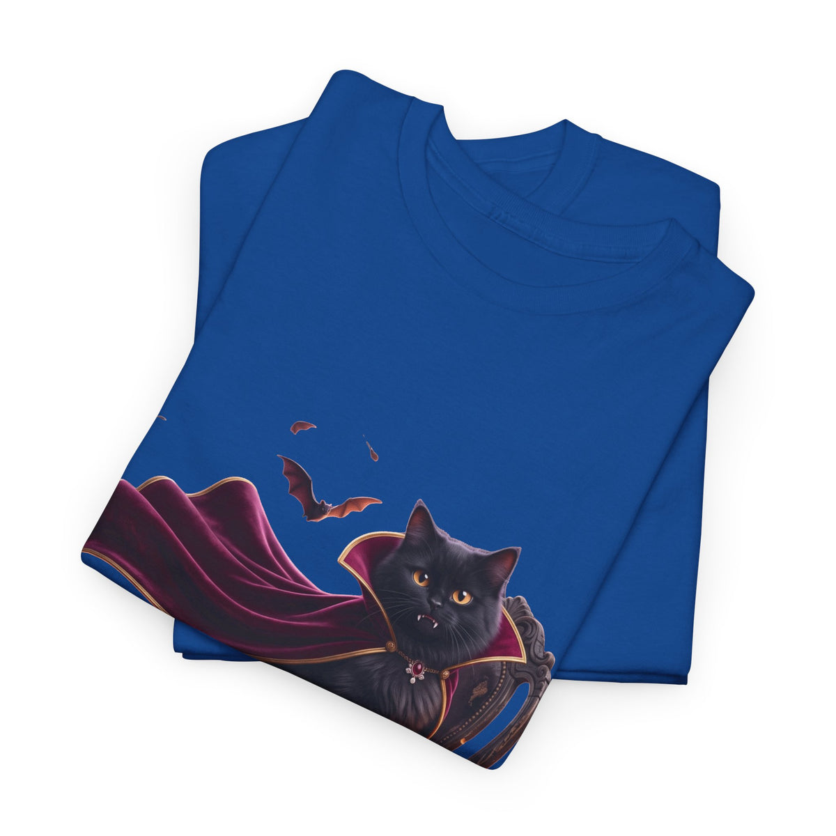 Vampire Cat Tee — Gothic Black Cat with Cape & Candles T-Shirt