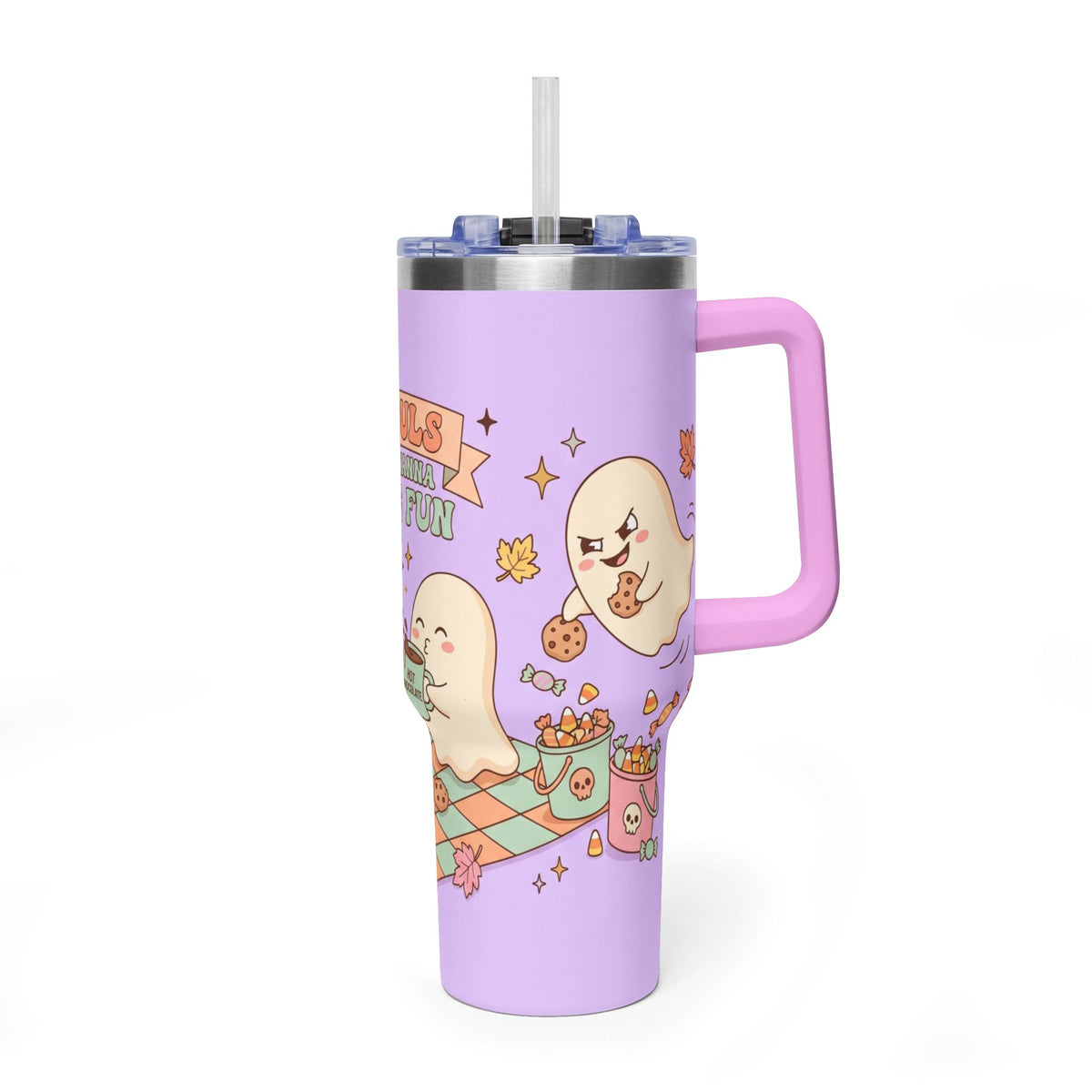 40oz Tumbler – “Ghouls Just Wanna Have Fun” Halloween Ghosts & Pumpkins