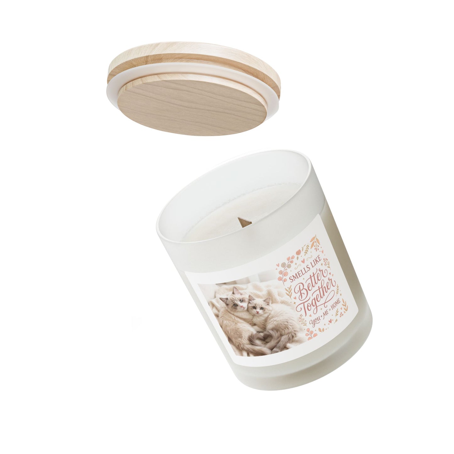 Frosted Glass Candle — "Smells Like Better Together" Cozy Cat Scented Candle (11 oz)