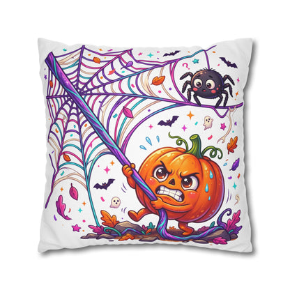 Halloween Pumpkin & Spider Decorative Pillowcase — Cute Spooky Fall Accent