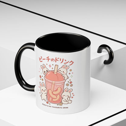 Peach Drink Bunny Mug — Cute Kawaii Coffee Tea Cup (11/15oz)