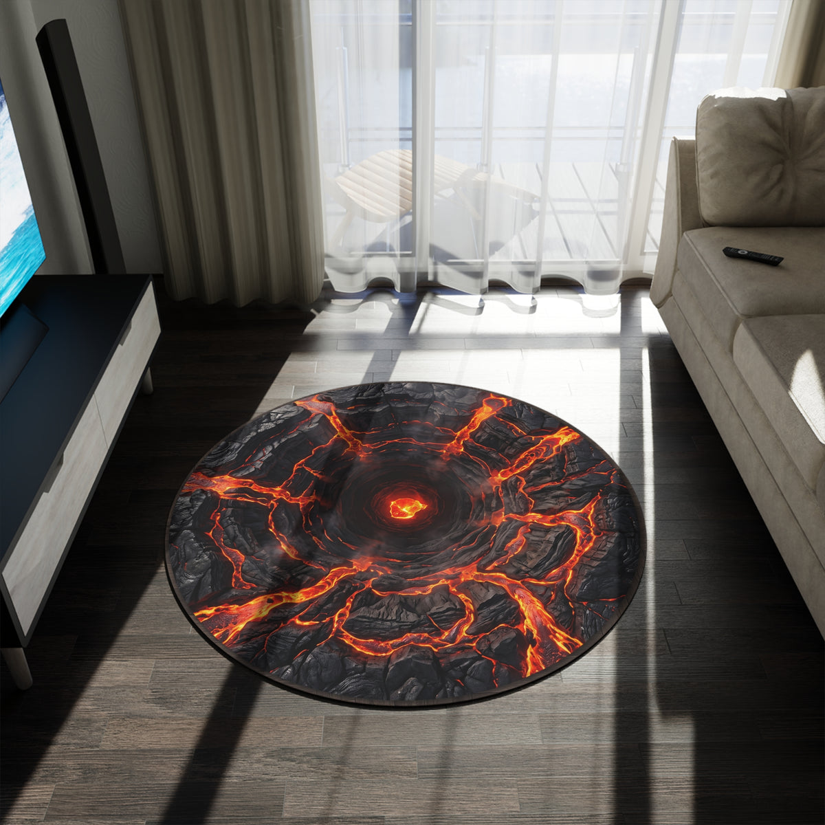 Lava Vortex Round Rug