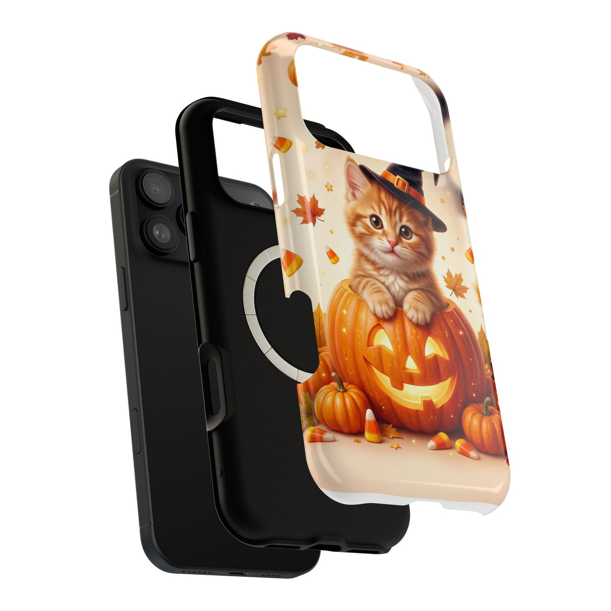 Halloween Kitten Pumpkin Phone Case — Magnetic Impact-Resistant