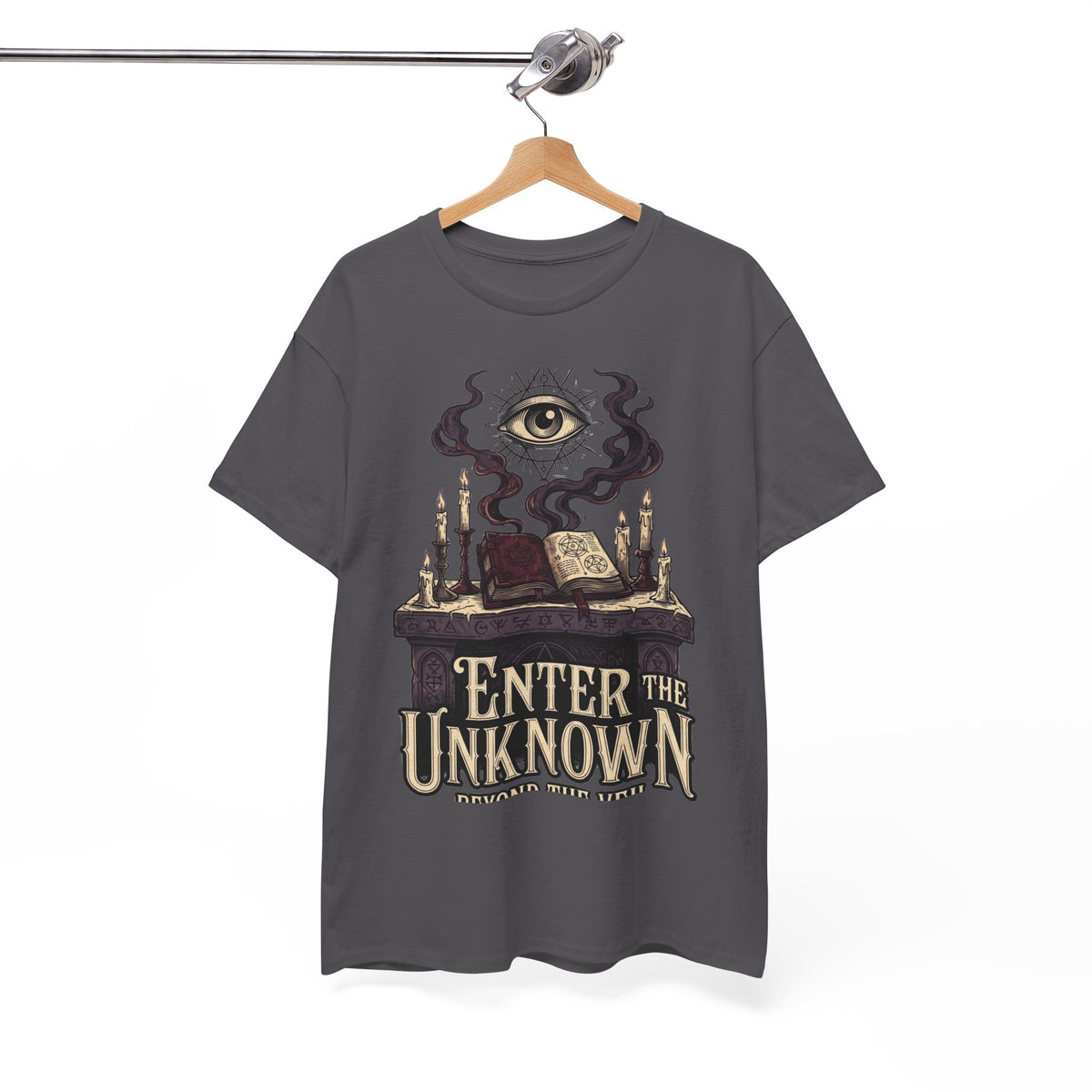Occult Graphic Tee — "Enter the Unknown" Mystic Eye & Spellbook T-Shirt