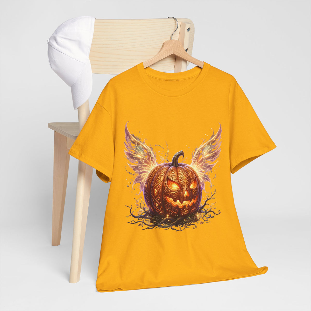 Halloween Pumpkin Tee — Winged Jack-O'-Lantern Graphic Shirt