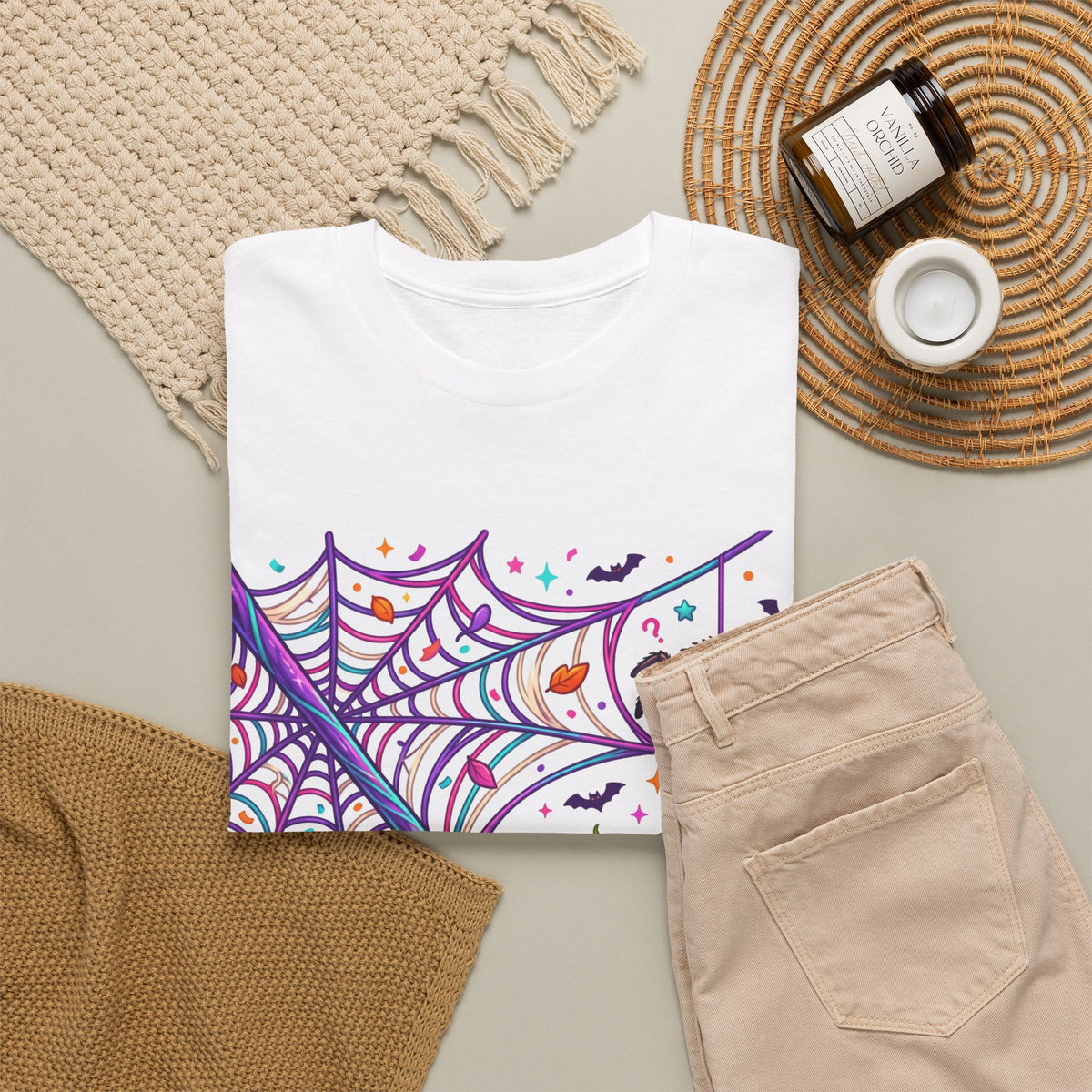Pumpkin Spider Web Halloween T‑Shirt — Cute Spooky Pumpkin Cartoon Tee