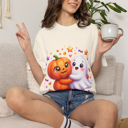 Halloween Pumpkin & Ghost T-Shirt — Cute Spooky Friends Graphic Tee