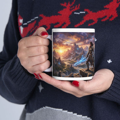 Fantasy Warrior Ceramic Mug – Epic Medieval Adventure Coffee Cup
